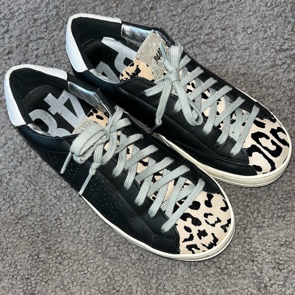 P448 YOU CAN SURF LATER ANIMAL PRINT SUEDE & BLACK LEATHER SNEAKERS  EUC - EU37 - Picture 1 of 10
